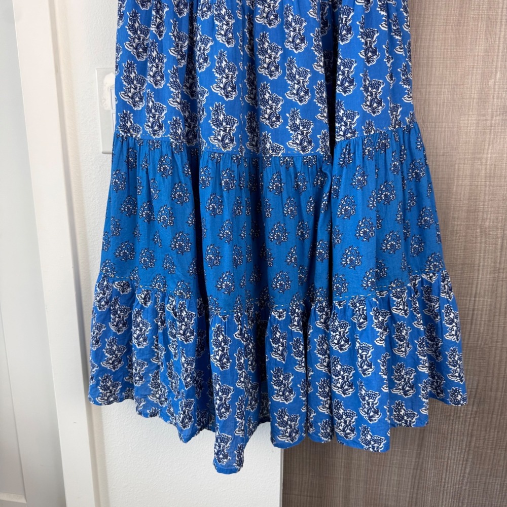Ro's Garden Anthropologie Blue Sofia Tiered Mini Dress Boho Size Medium - Picture 10 of 12